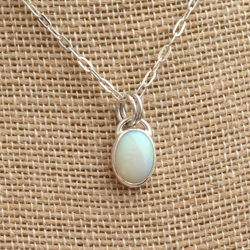 Sterling Silver Ethiopian Opal Necklace Opal Gemstone Necklace One of a Kind Oval Opal Pendant BS19-0119H Sparkly Cable Chain