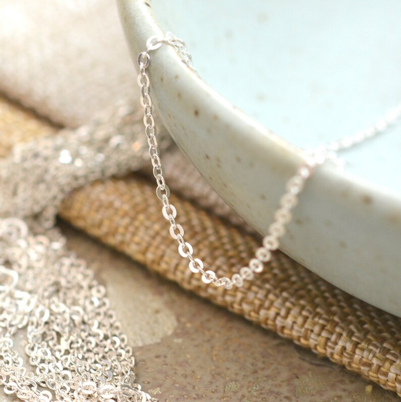 Fine Silver Chain Sterling Silver Dainty Sparkly Flat Etsy