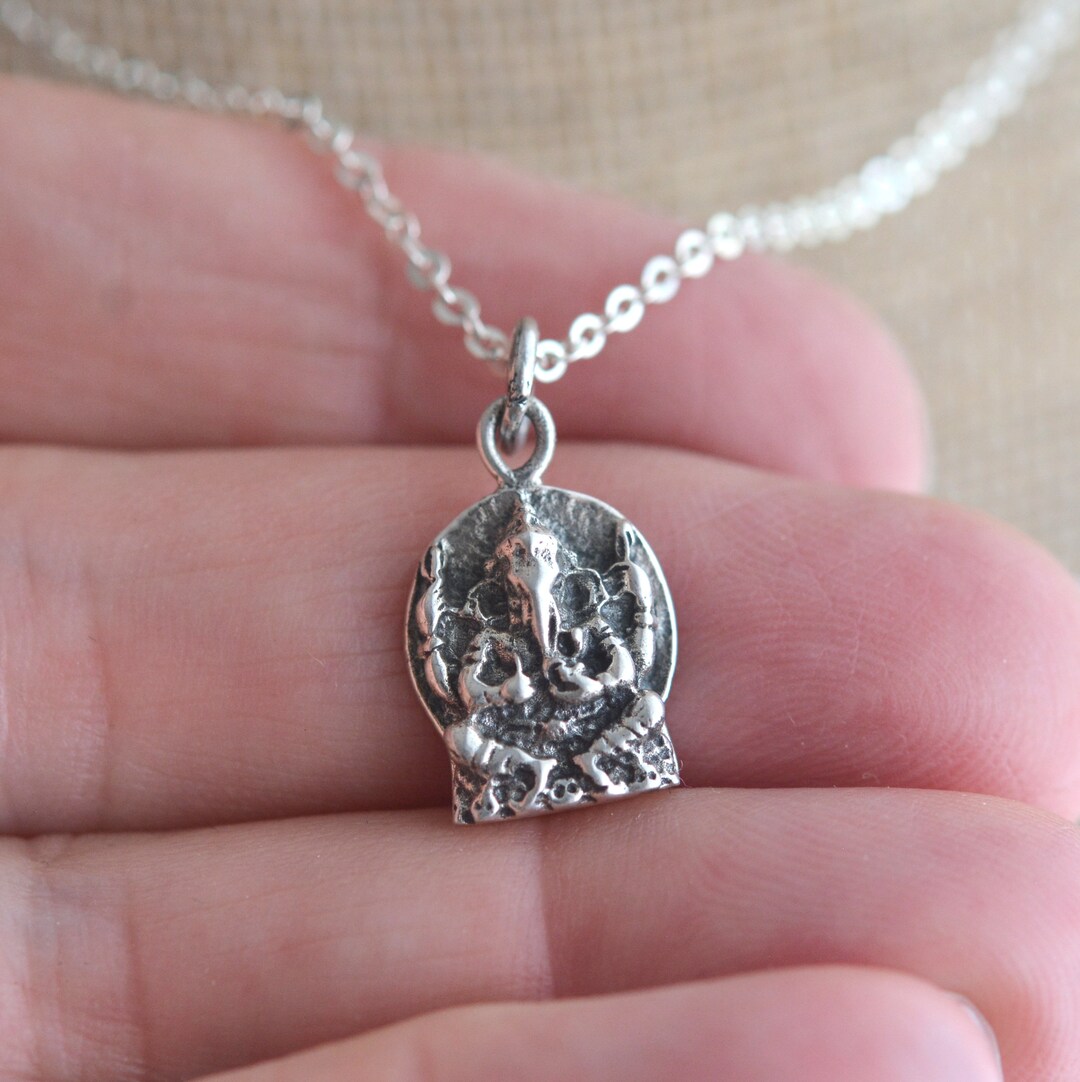 Ganesh Necklace Sterling Silver Ganesha Charm 15mm Ganesh Etsy