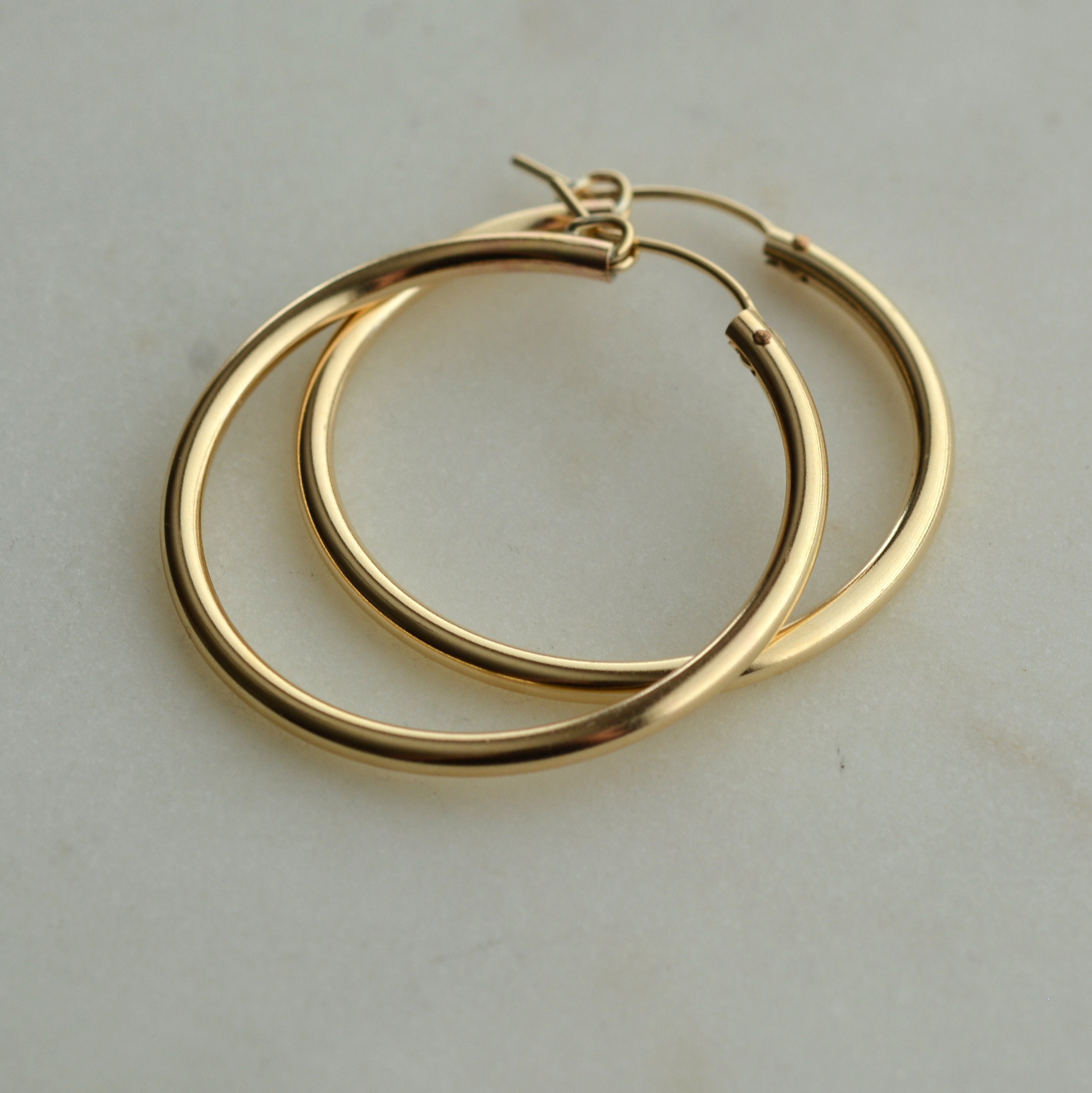 Pair 35mm Thick 14K Gold Filled Hoops Large Gold Hoops | Etsy
