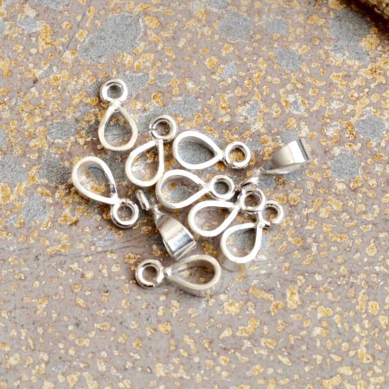 Ps18 0719 Small Silver Pendant Bail Pack Of 10 6mm Sterling Tear Drop Findings Jewelry Bails Craft Supplies Tools Making Beading Vadel Com - Sterling Silver Pendant Bail Findings