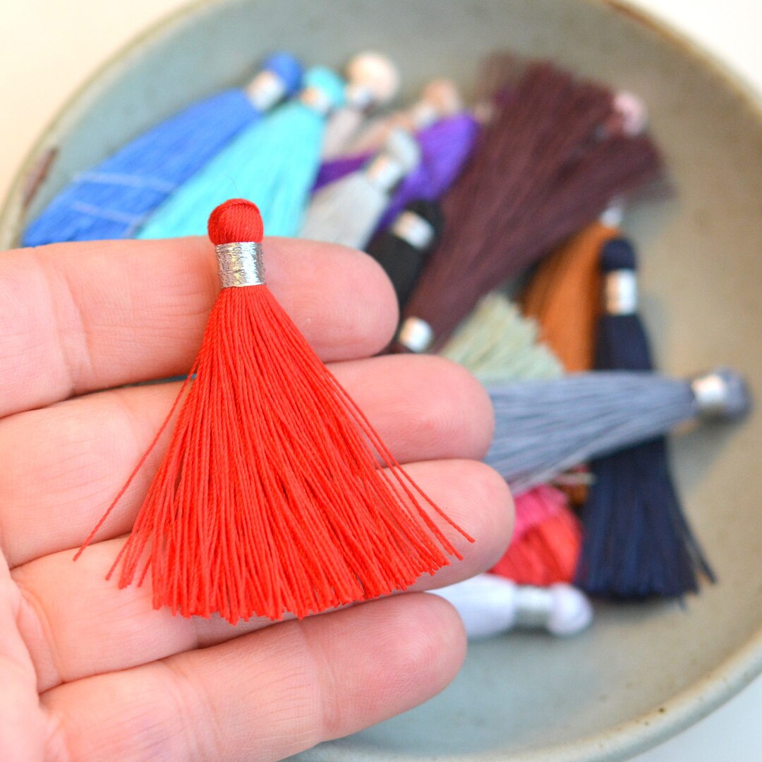 6 2 Inch Silky Long Tassels Silver Binding Jewelry Tassels Etsy
