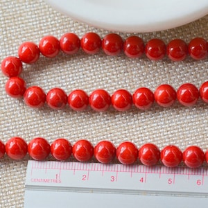 9mm Red Coral Beads, Round Red Coral Beads, Red Coral Beads, Bamboo Coral Beads, Coral  Beads, 7.5&quot; Strand, 22 Beads, HK16-0615A