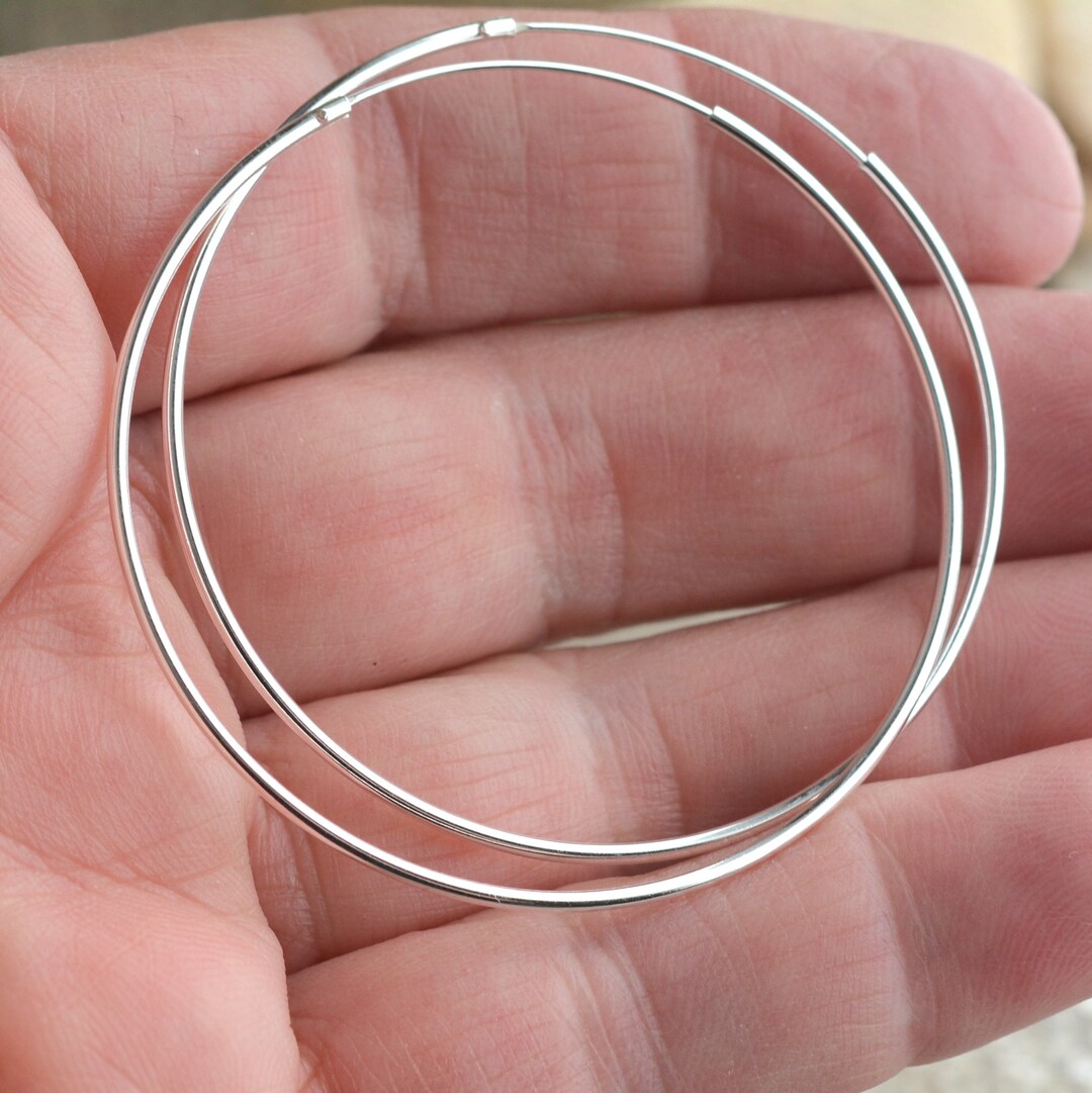 Extra Large Hoop Earrings Plain Hoops 925 Sterling Silver Etsy