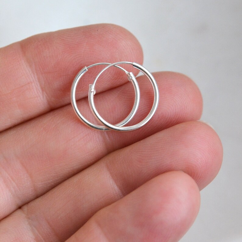 1 Pair 16mm Sterling Silver Hoops Round Hoop Earrings Etsy