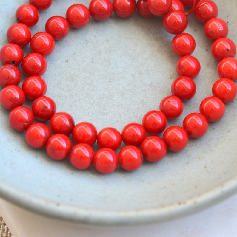 Tibetan Beads MAN17-0126B Nepal Beads 8mm Bamboo Coral Beads 50-8mm Bright Red Coral Beads 8mm Red Beads Nepal Jewelry