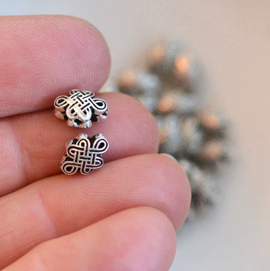 Sterling Silver Tibetan Endless Knot Beads 9mm Mala Beads Etsy
