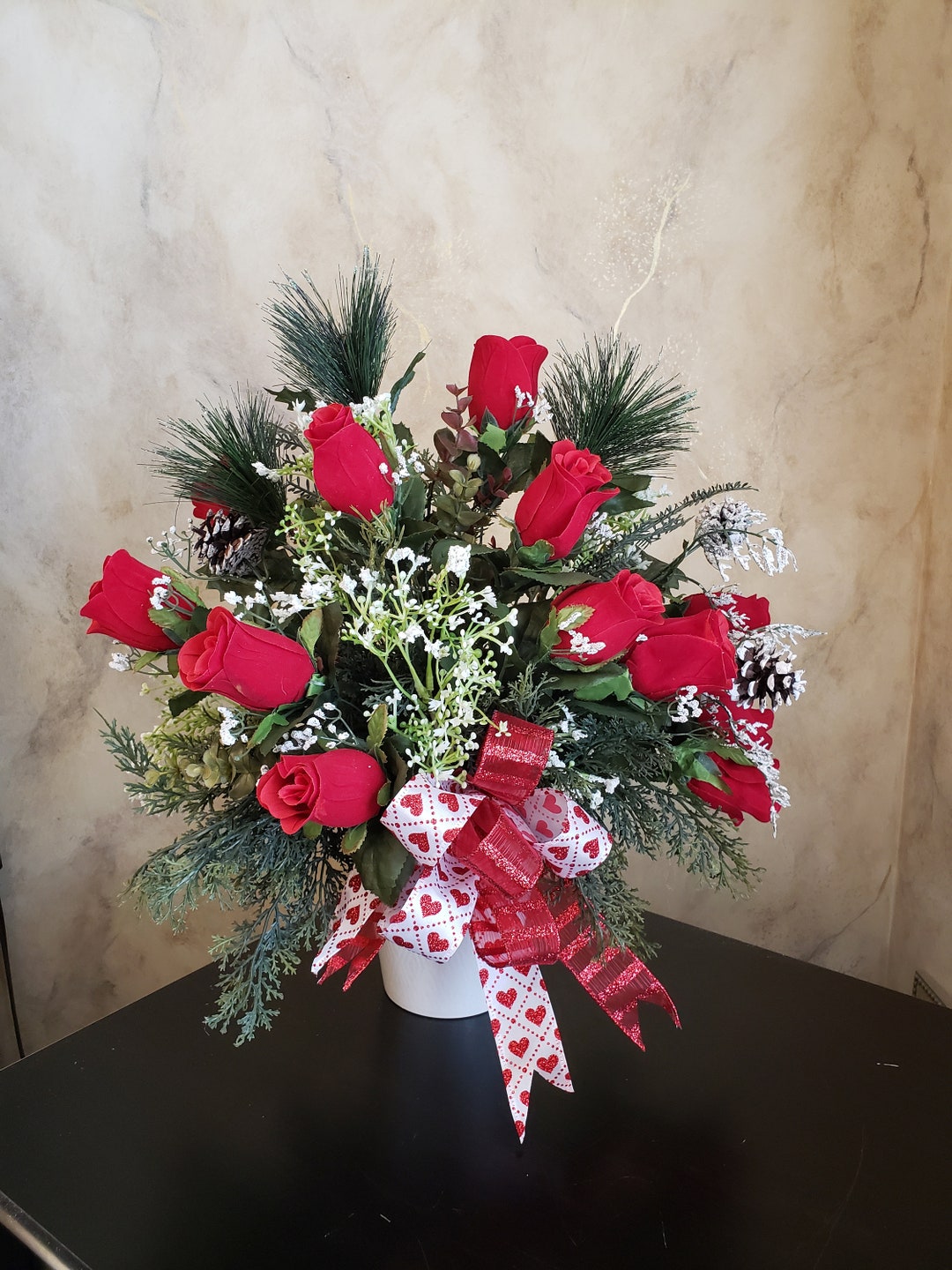 Valentine Floral Arrangement Valentine Table Decor Etsy