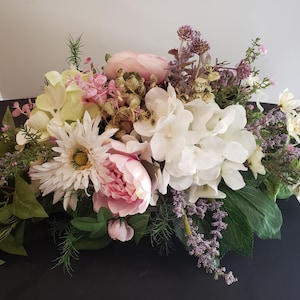 Floral Dough Bowl Centerpiece: Hydrangeas, Peonies, Eucalyptus