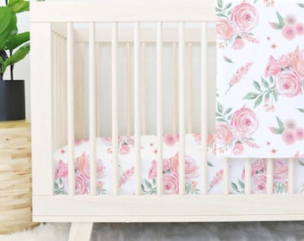 blush rose crib bedding blush peach watercolor floral baby girl nursery bedding girl crib bedding - Baby Girl Crib Bedding blush rose crib bedding blush peach watercolor floral baby girl nursery bedding girl crib bedding - Baby Girl Crib Bedding