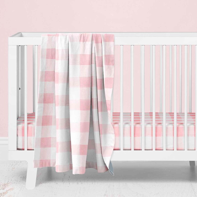 Pink And White Plaid Crib Bedding Pink Plaid Farmhouse Etsy