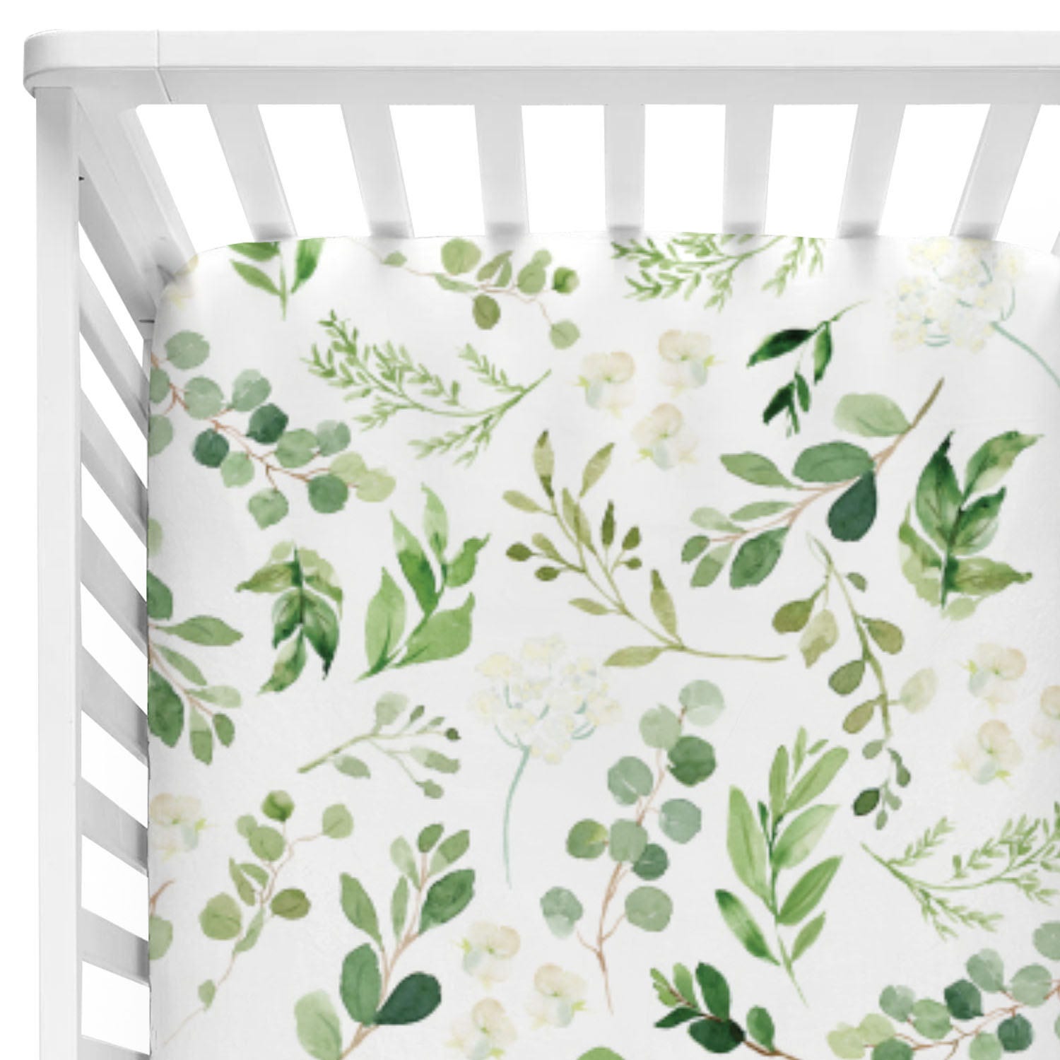 Leafy Greenery Crib Sheet Garden Leaves Eucalyptus Etsy