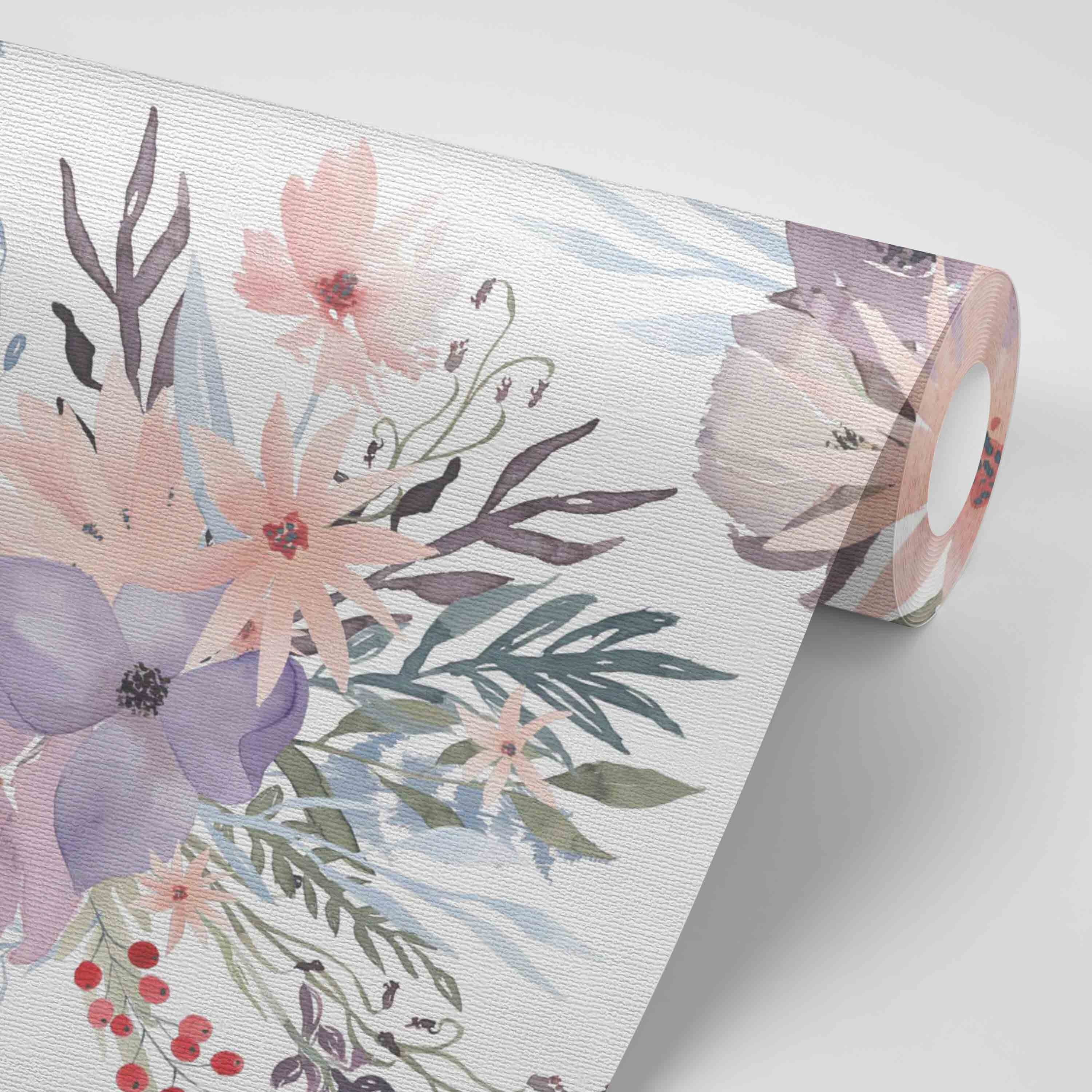 Dusty Purple Floral Removable Nursery Wallpaper Purple | Etsy