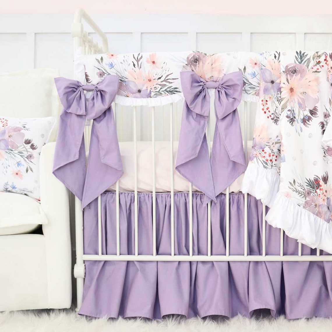 Dusty Purple Crib Bedding Dusty Purple Purple Floral Baby Etsy