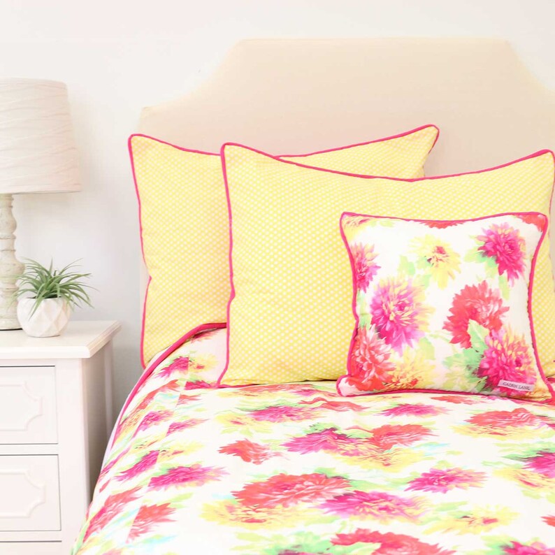 Pink And Yellow Fl Kid Twin Full Queen Bedding Lemon Drop Toddler