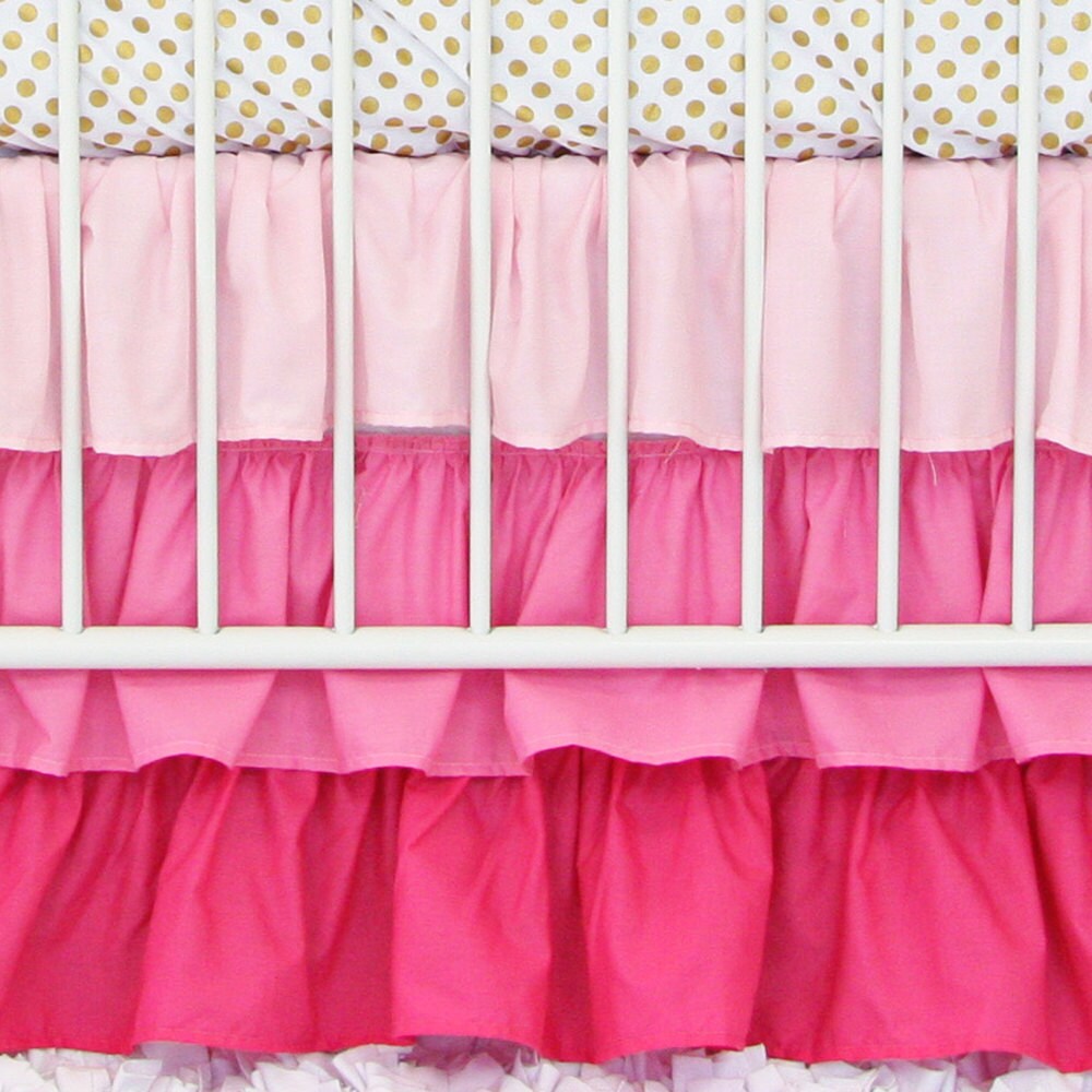 Pink Crib Skirt Light Pink Pink Gradient Ombre Ruffled