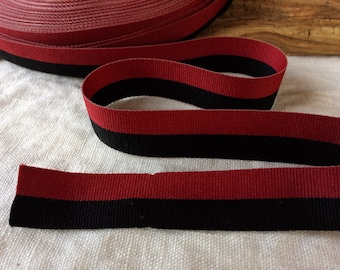 Grosgrain ribbon, 2cm wide red black striped ribbon 3 meters, weaved polyester trim for crafts, sewing, gift wrap, wedding decor