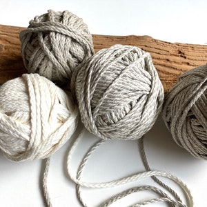 Reine Leinenschnur geflochten, ungefärbt beige ivory, reines europäisches Flachs Seil 5 Meter, Schnur für DIY Handwerk, Makramee, Krawatte, Spielzeug, Taschengriff