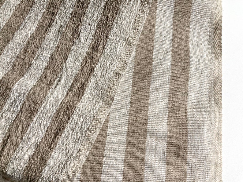 Striped Heavy Weight Linen Upholstery Fabric Black Natural Etsy