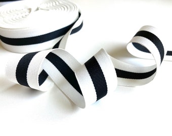 White black ribbon 3 meters, striped grosgrain ribbon for crafts, sewing, gift wrap, wedding decor