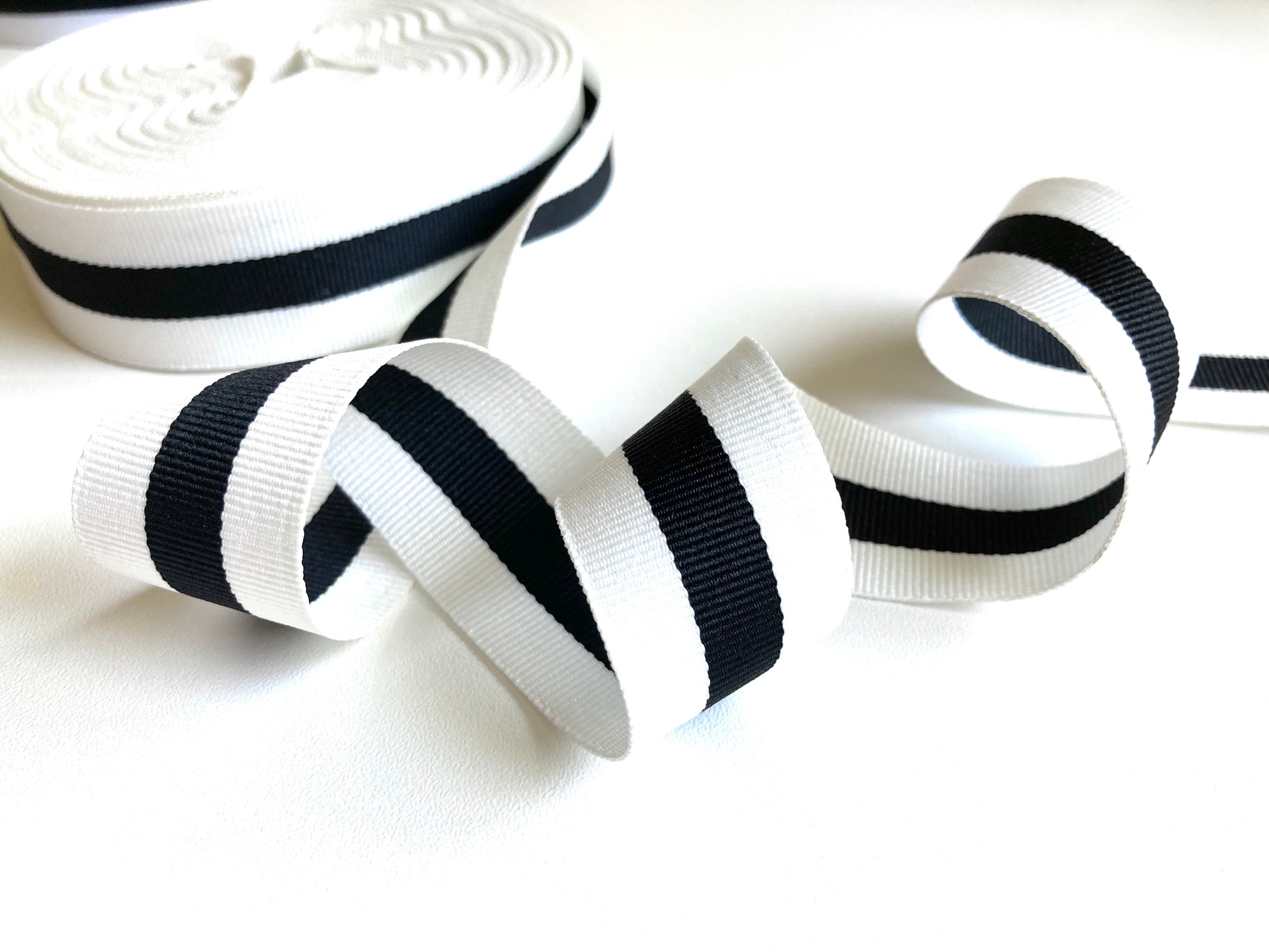 White Black Ribbon 3 Meters Striped Grosgrain Ribbon for Crafts