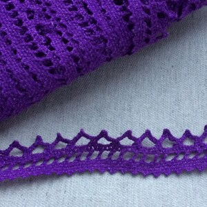 Scalloped lace trim 3 meters, pure linen purple white red scalloped crochet zig zag lace edge trim for sewing scrapbooking decors crafting image 4