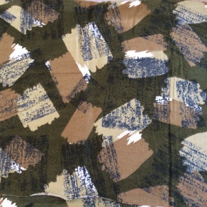 Organic cotton flannel fabric military green printed vintage cotton for patchwork sewing DIY projects image 1