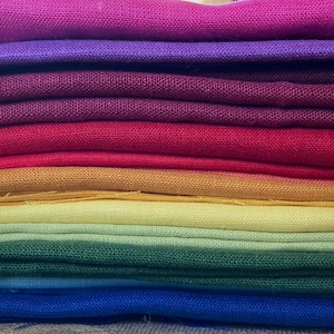 Pure Linen Fabric Scraps: 10 Solid Color Remnants, European Flax (12 inch)