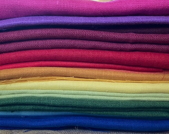 Pure Linen Fabric 12 Inch Remnants: Assorted 10 Solid Color European Flax 30 x30cm