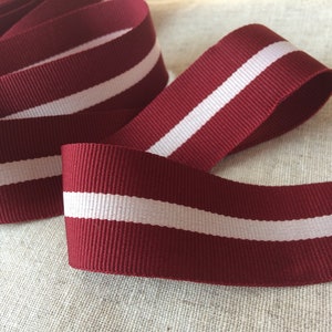 Latvian flag ribbon 1cm 1,5cm 2cm 3cm wide burgundy red white grosgrain weaved fabric ribbon 3 meters, webbing strap