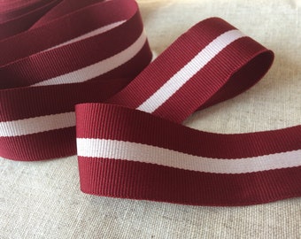 Latvian flag ribbon 1cm 1,5cm 2cm 3cm 7cm wide burgundy red white grosgrain weaved fabric ribbon 3 meters, webbing strap