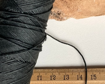 Hilo de algodón negro pálido vintage: carrete grueso y duradero de 1 mm, para costura de tapicería