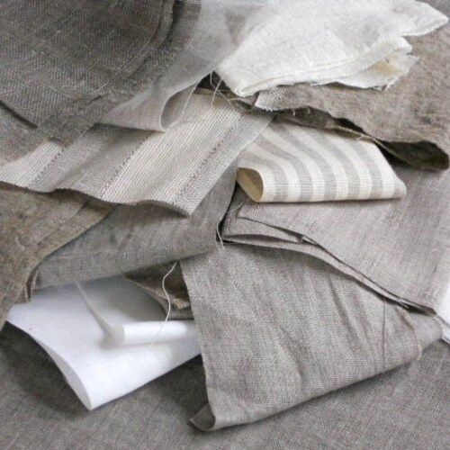 Pure Linen Fabric Remnants Assorted Thick Flax Fabric Solid Etsy