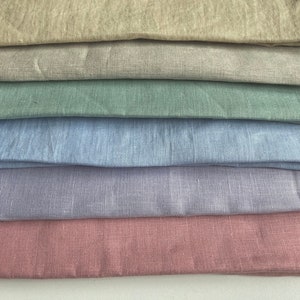 Pastel color linen fabric, 6 pcs pure linen in solid soft colors for crafts, sewing, baby clothing, quilt, patchwork, decors, home textile
