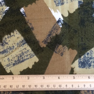 Organic cotton flannel fabric military green printed vintage cotton for patchwork sewing DIY projects image 2