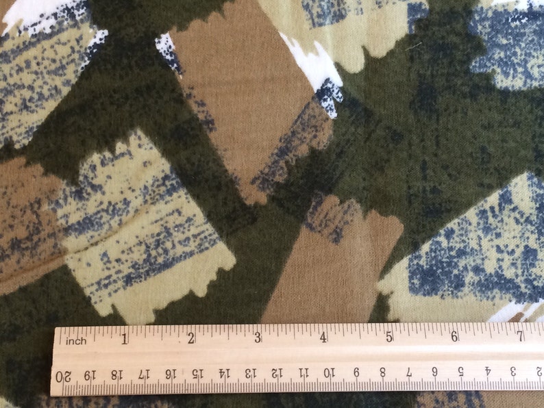 Organic cotton flannel fabric military green printed vintage cotton for patchwork sewing DIY projects image 2
