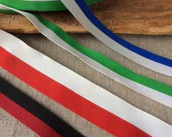 Striped ribbon 3 meters, flag ribbon, grosgrain weaved polyester trim for crafts, sewing, gift wrap, wedding decor