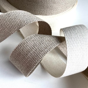 Pure linen woven tape ribbon 3 meters, undyed natural or ivory tape for sewing, vintage look ribbon for sewing, crafts, DIY projects image 2