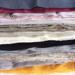 Confezione di strisce di lino, lino naturale rustico prelavato, colori assortiti, per artigianato, cucito, striscioni, creazione di tappeti, patchwork, trapunte