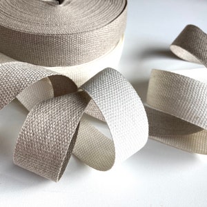 Pure linen woven tape ribbon 3 meters, undyed natural or ivory tape for sewing, vintage look ribbon for sewing, crafts, DIY projects image 1