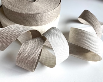 Pure linen woven tape ribbon 3 meters, undyed natural or ivory tape for sewing, vintage look ribbon for sewing, crafts, DIY projects