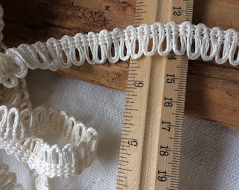 Linen loop fringe, 5 yards undyed natural ivory fringe ribbon, 0.5 inch wide pure linen trim for upholstery, crafts, sewing, decors