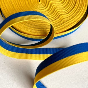 Vlag van Oekraïne 3 meter, geel blauw gestreept geweven 15 mm grosgrain Oekraïens kleurenlint voor knutselen, naaien, cadeaupapier, bruiloftsdecor