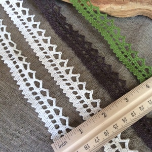 Scalloped lace trim 3 meters, pure linen purple white red scalloped crochet zig zag lace edge trim for sewing scrapbooking decors crafting image 3