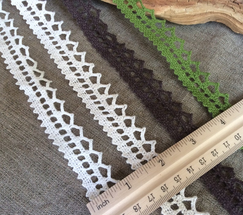 Scalloped lace trim 3 meters, pure linen purple white red scalloped crochet zig zag lace edge trim for sewing scrapbooking decors crafting image 3