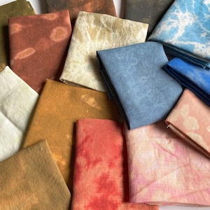 Scampoli di tessuto batik tie-dye, assortimento di tessuti di lino puro tinti a mano, lino europeo per artigianato, patchwork, cucito, arte tessile
