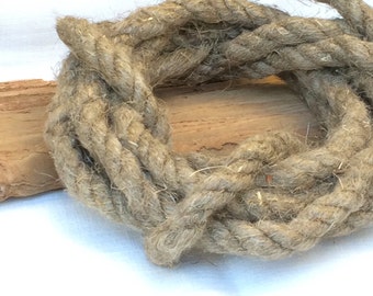 Vintage hemp rope, rough rustic string, 10 mm cord, textile art supply, old jute twine for nautical style decor, vintage wedding