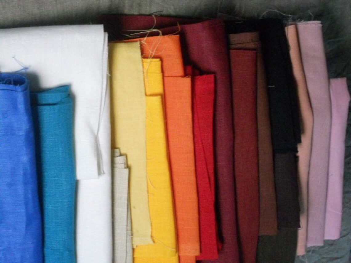 Linen Fabric Scraps Assorted Solid Colorful Natural Linen Etsy