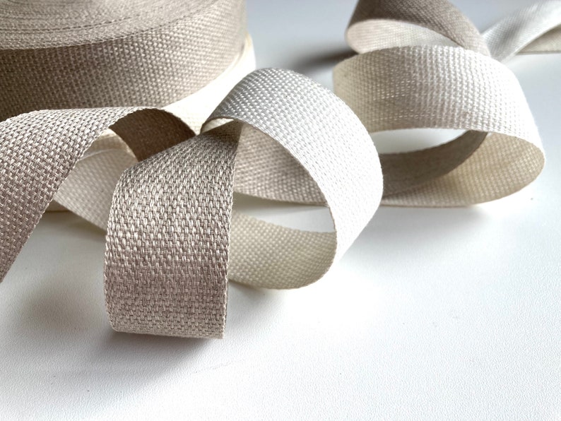 Pure linen woven tape ribbon 3 meters, undyed natural or ivory tape for sewing, vintage look ribbon for sewing, crafts, DIY projects image 3