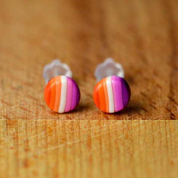 Tiny Lesbian Pride Earrings - Hypoallerenic LBGT Jewellery - Lesbian Flag